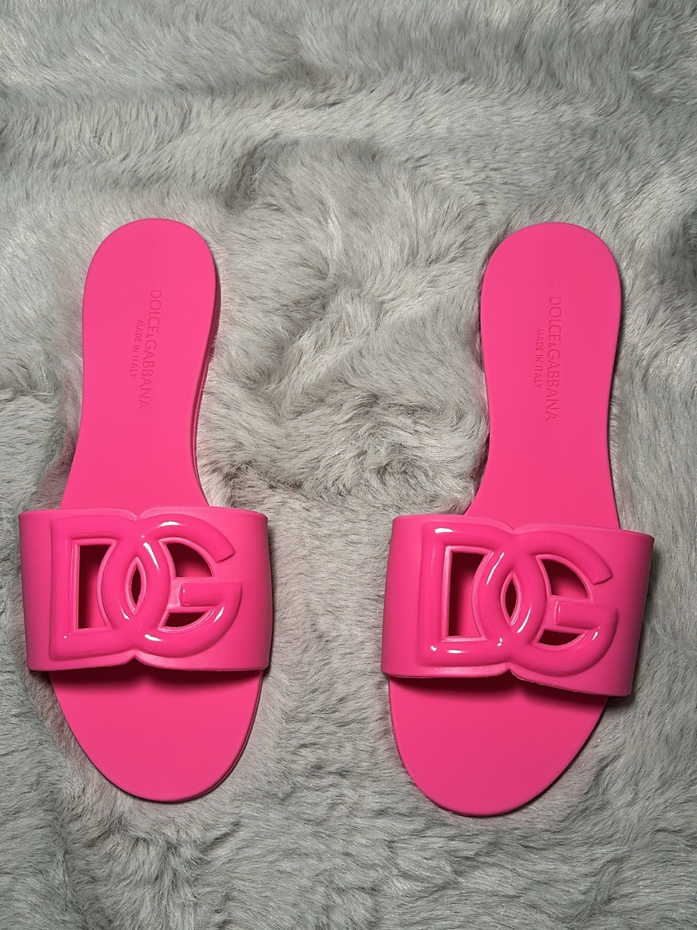 DG Hot Pink Logo Slide Sandals